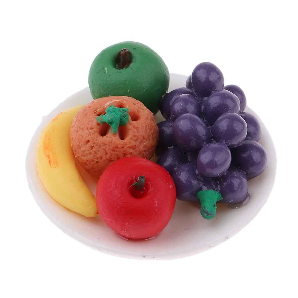 Dollhouse Miniatures 1:12 Fruit Plate Kitchen Accessories Room Items Decoration