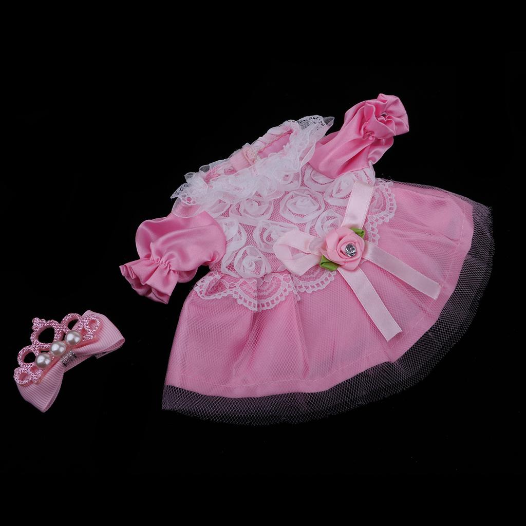 Sweet Doll Lace Rose Dress Skirt with Hairpin for Mellchan Doll Outfit Accs