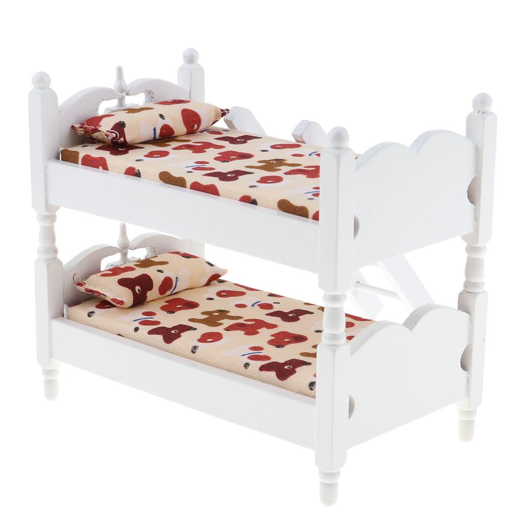 1/12 Scale Dollhouse Miniature Kids Bedroom Furniture Bunk Bed Dachshund