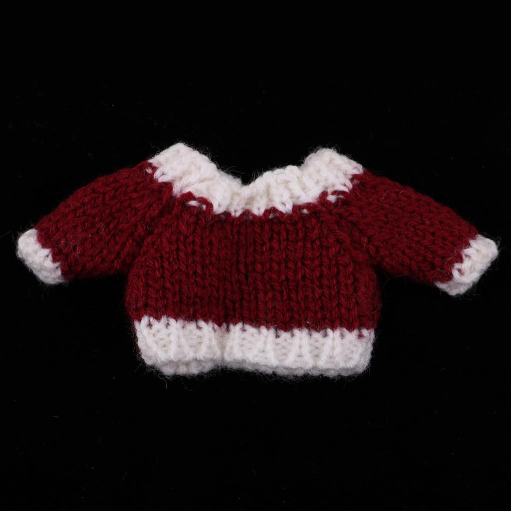 New Clothes Sweater For OB11 Mini Blythe Doll Knitted Woven Tops Burgundy