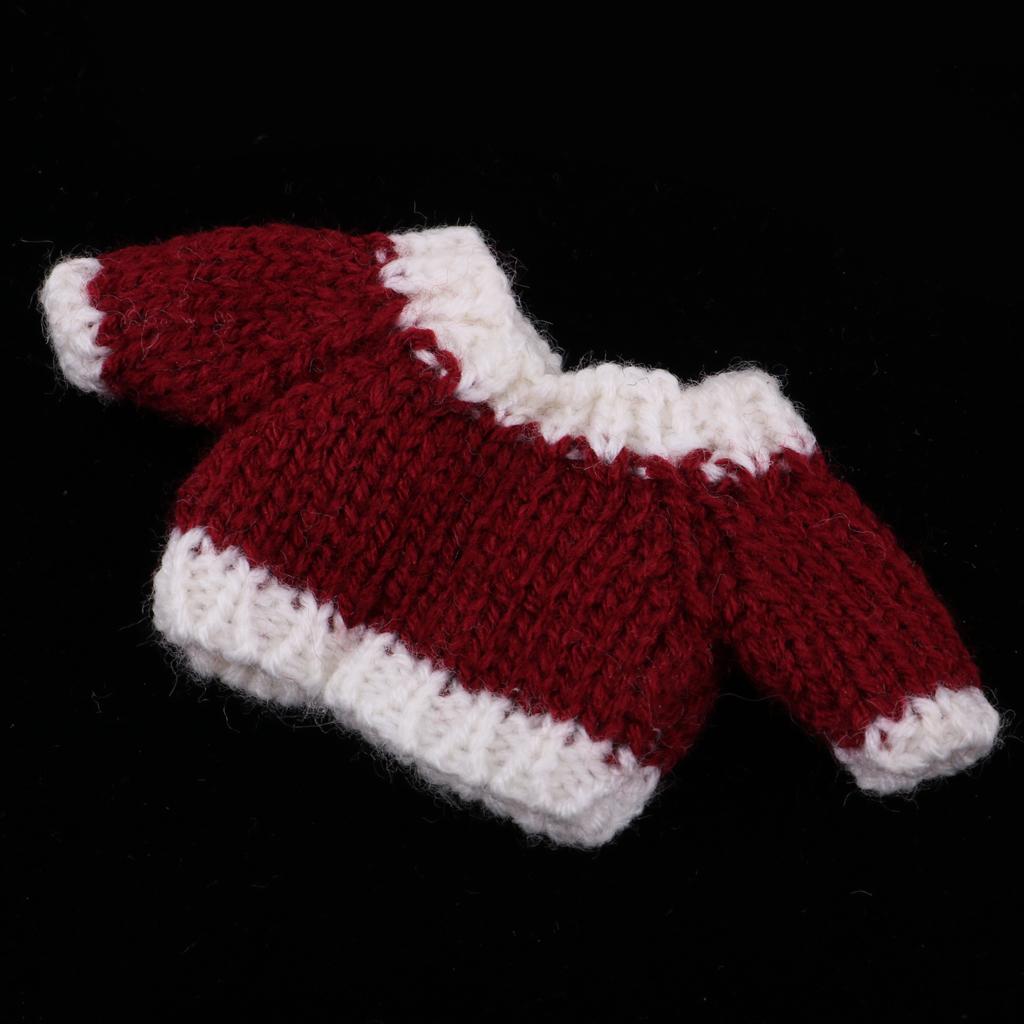 New Clothes Sweater For OB11 Mini Blythe Doll Knitted Woven Tops Burgundy