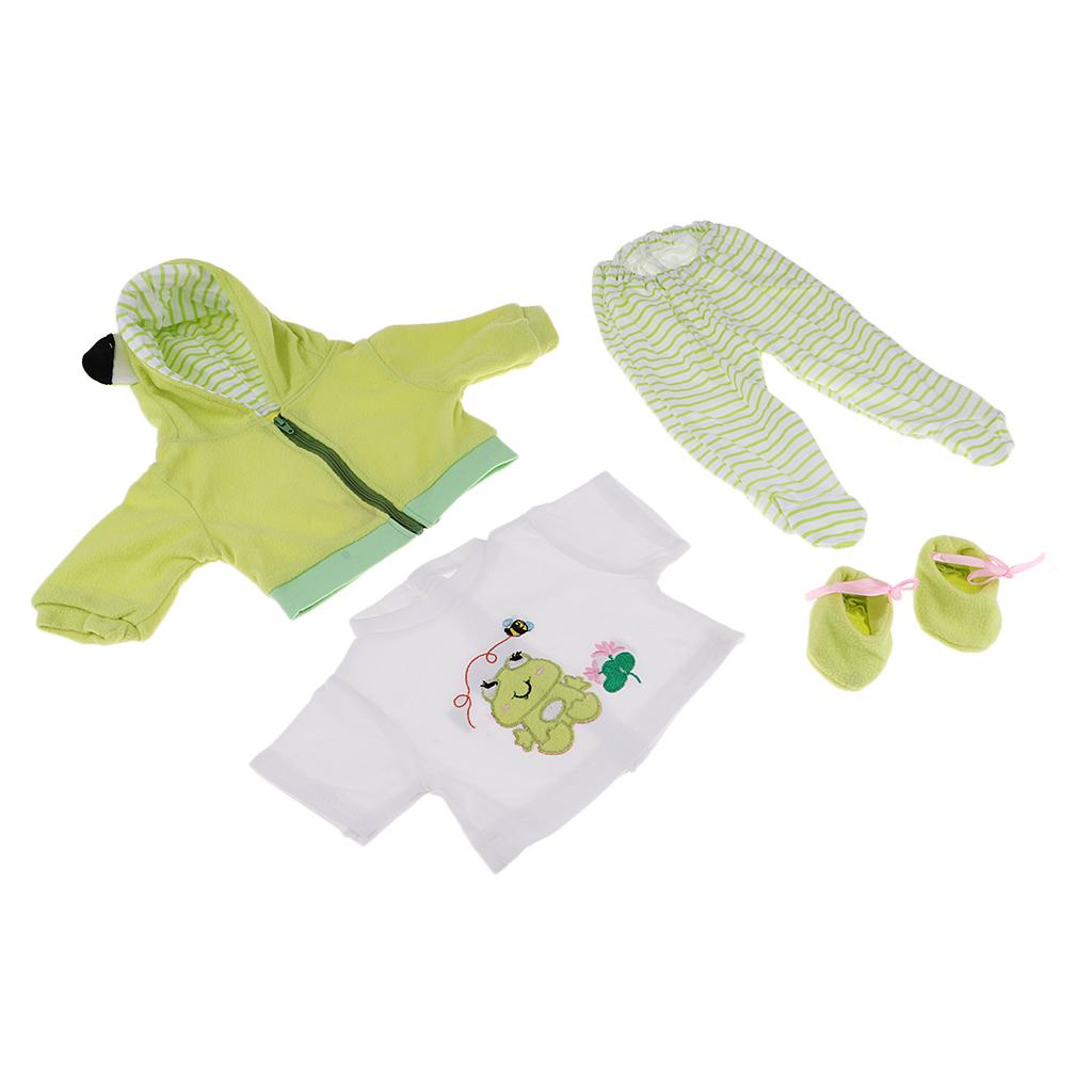 Cute Printing Clothes Suit Green for 22-23inch Reborn Doll Outfit Accessory