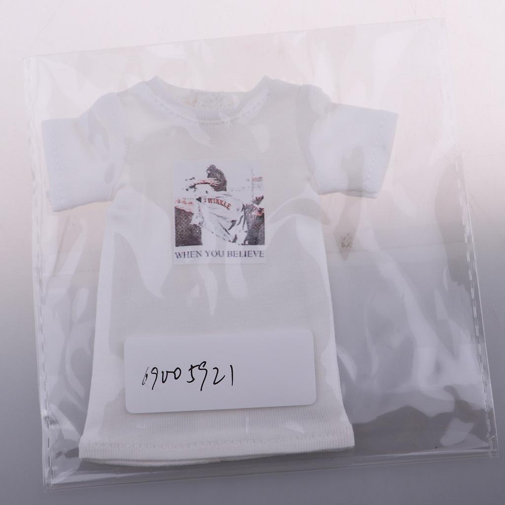 Fashion Printing T-Shirt Outfit for 1/6 Blythe Doll Dress Up Accessory White