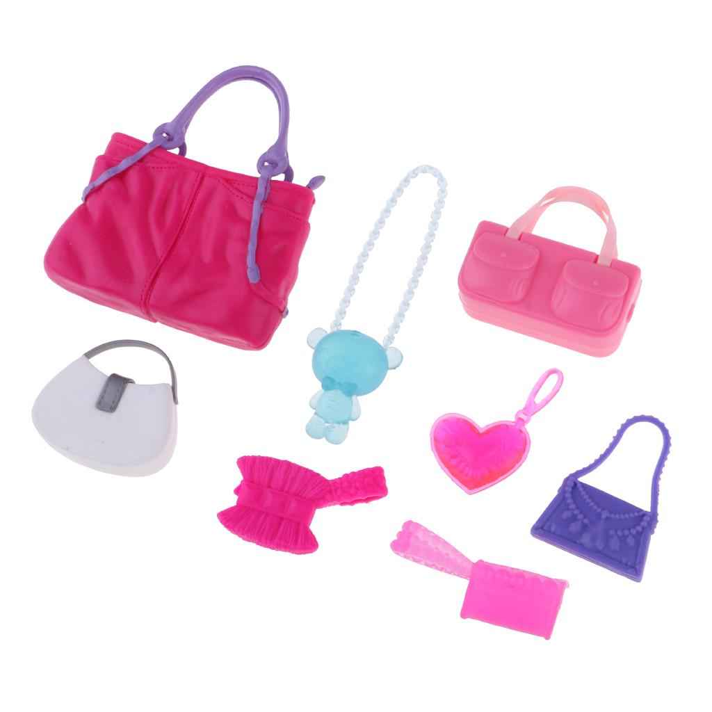 Set Of 8 Doll Handbag Mixed Style Purses Crossbody Bag For Fashion Girl Doll