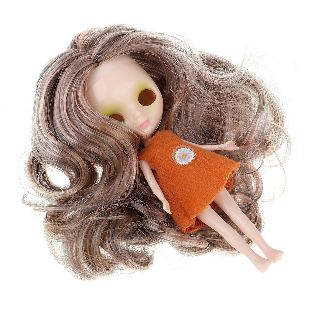 Set of Making Parts Makeup Faceplate Doll Body And Curly Wig For Mini Blythe