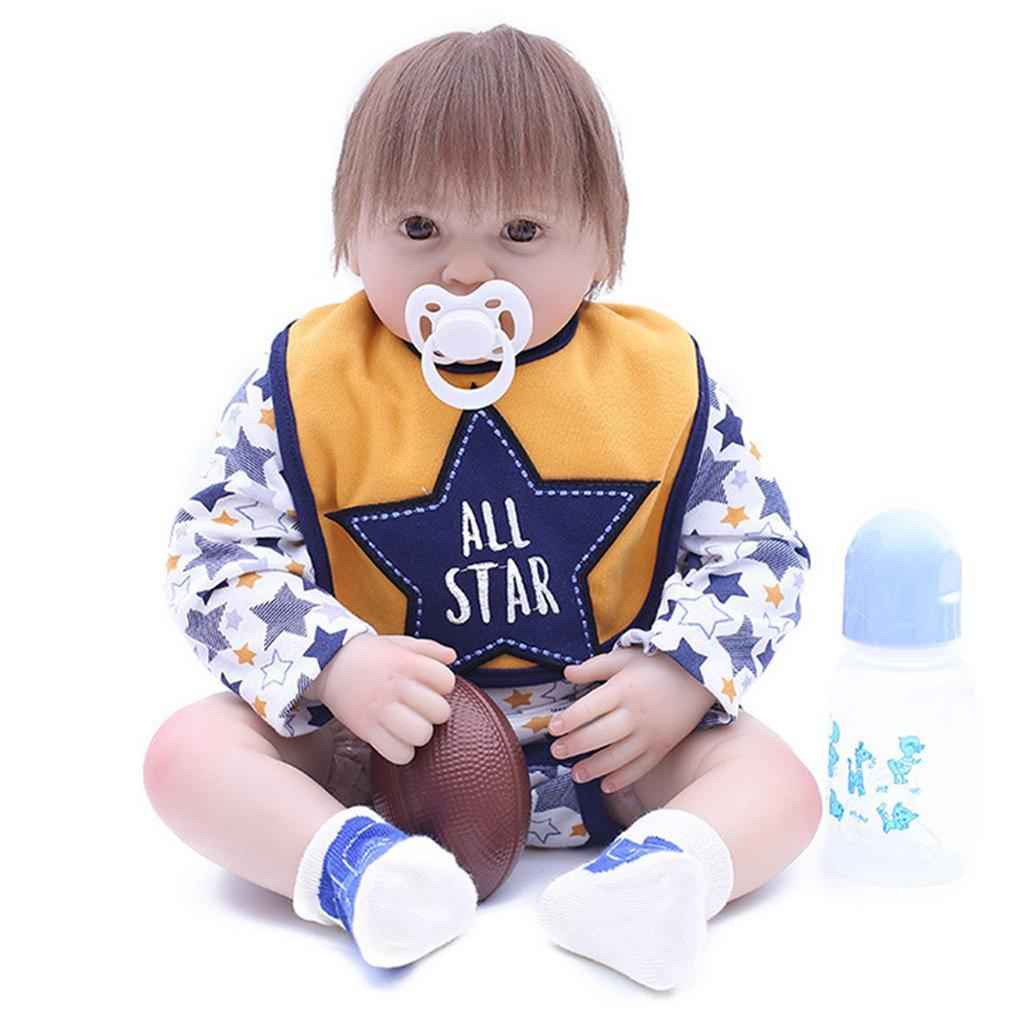 Star Printed Rompers Bib Socks Suit for 20"-22" Reborn Baby Boy Doll Clothes