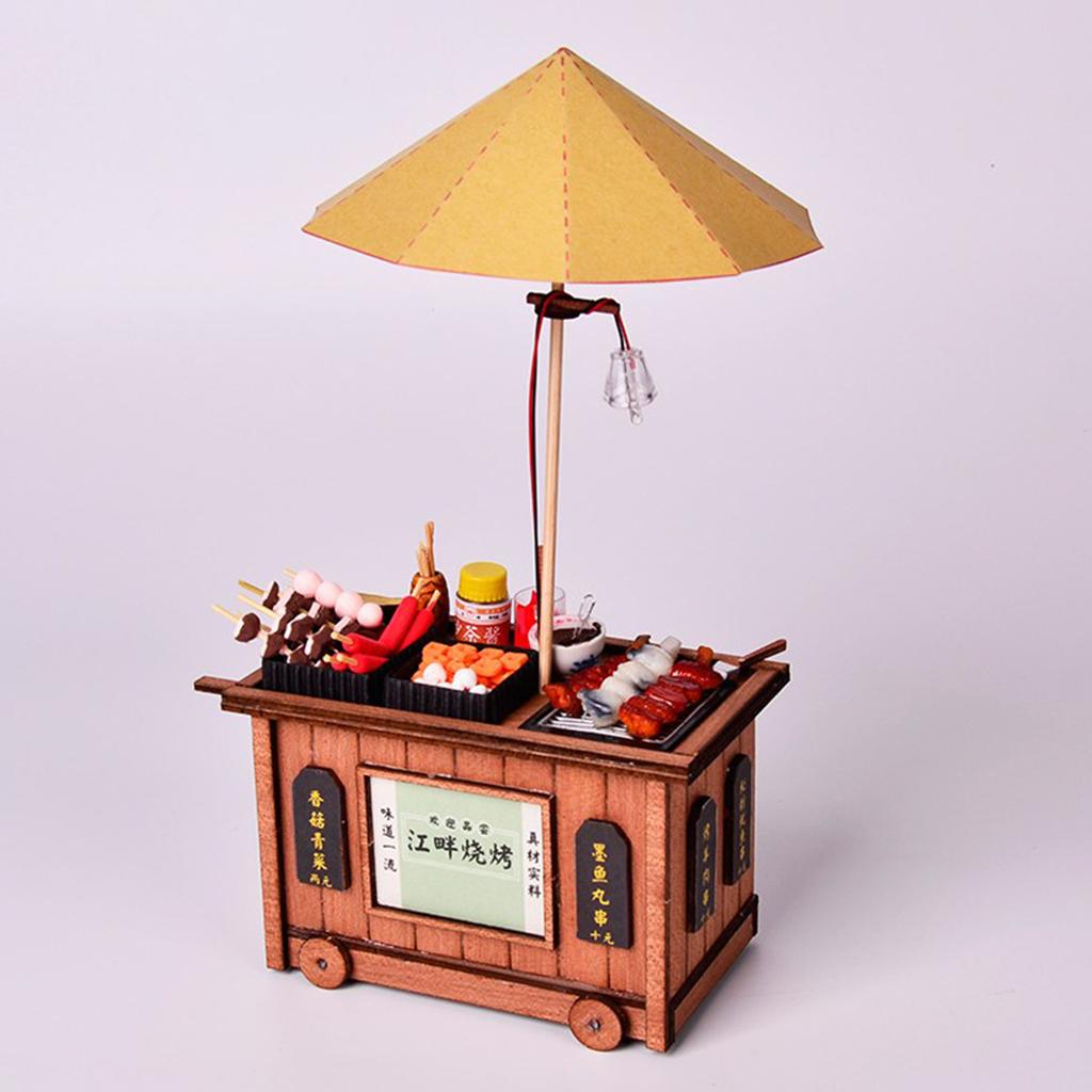 1/12 Dollhouse Miniature Wooden Barbecue Booth Roadside Booth Garden Decor