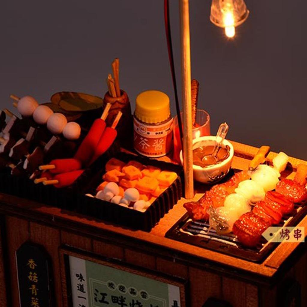 1/12 Dollhouse Miniature Wooden Barbecue Booth Roadside Booth Garden Decor