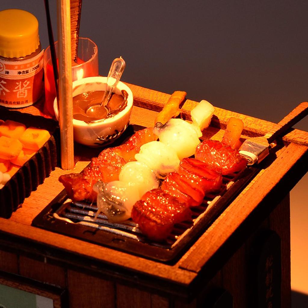 1/12 Dollhouse Miniature Wooden Barbecue Booth Roadside Booth Garden Decor