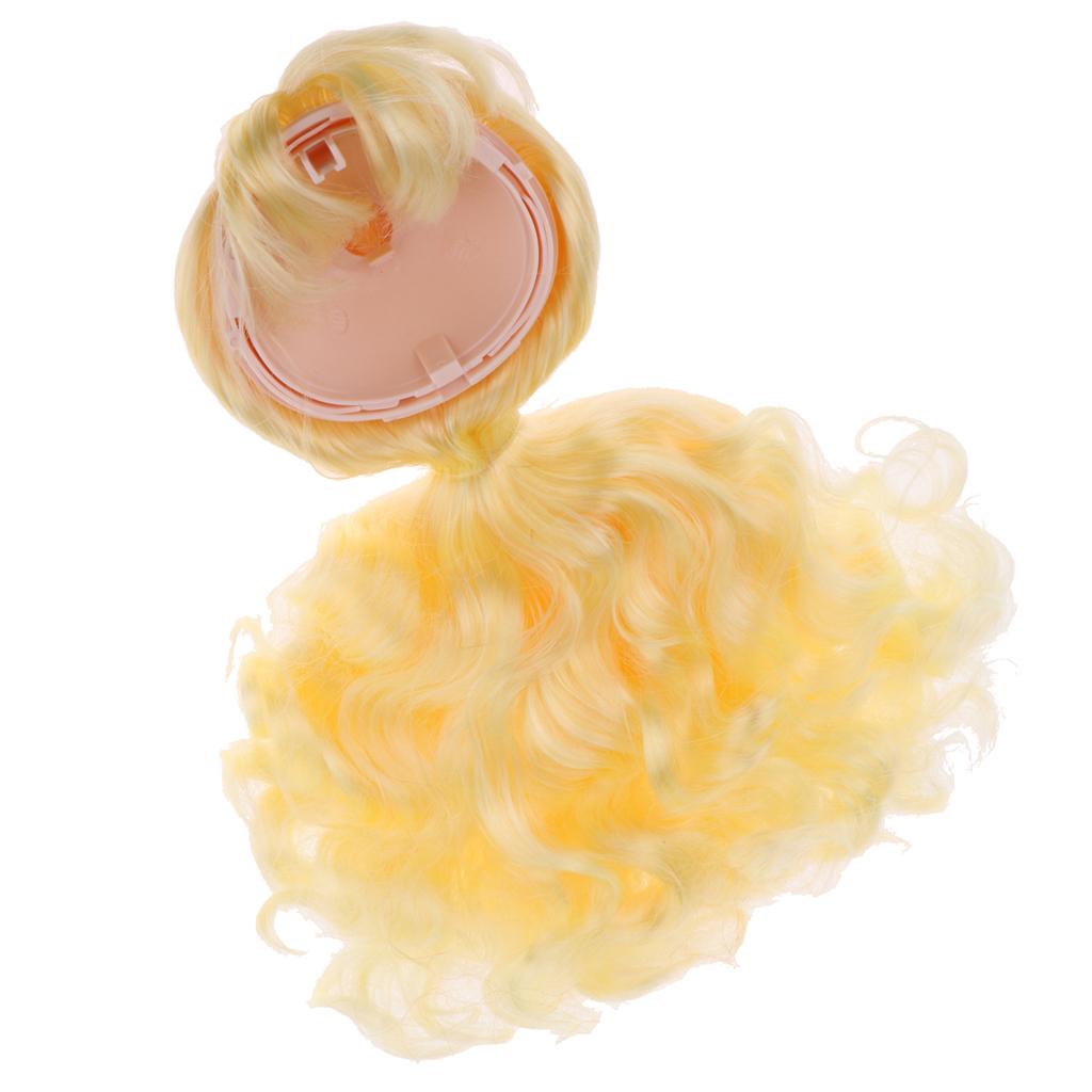Doll Wig Golden Long Curly Hair With Head Scalp Shell Kit For 12inch Blythe