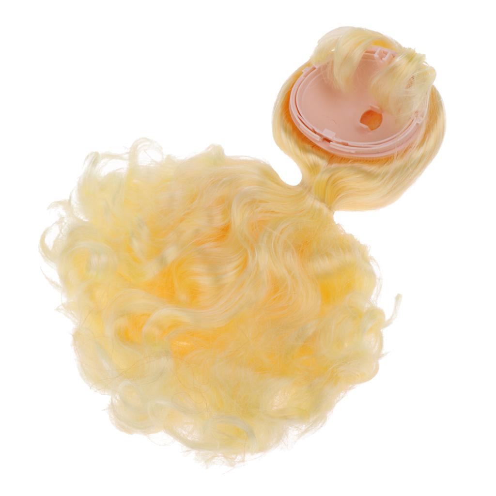 Doll Wig Golden Long Curly Hair With Head Scalp Shell Kit For 12inch Blythe