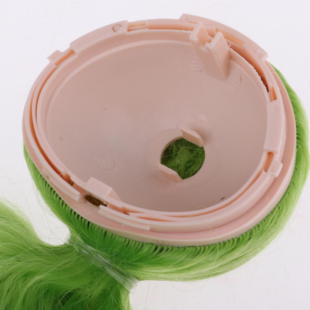 Long Curly Wig with Head Scalp Shell for 1/6 Blythe Doll DIY Accs Green