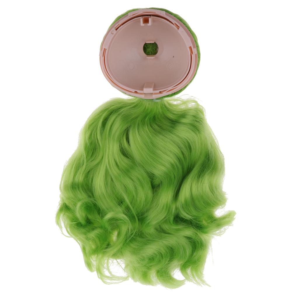 Long Curly Wig with Head Scalp Shell for 1/6 Blythe Doll DIY Accs Green
