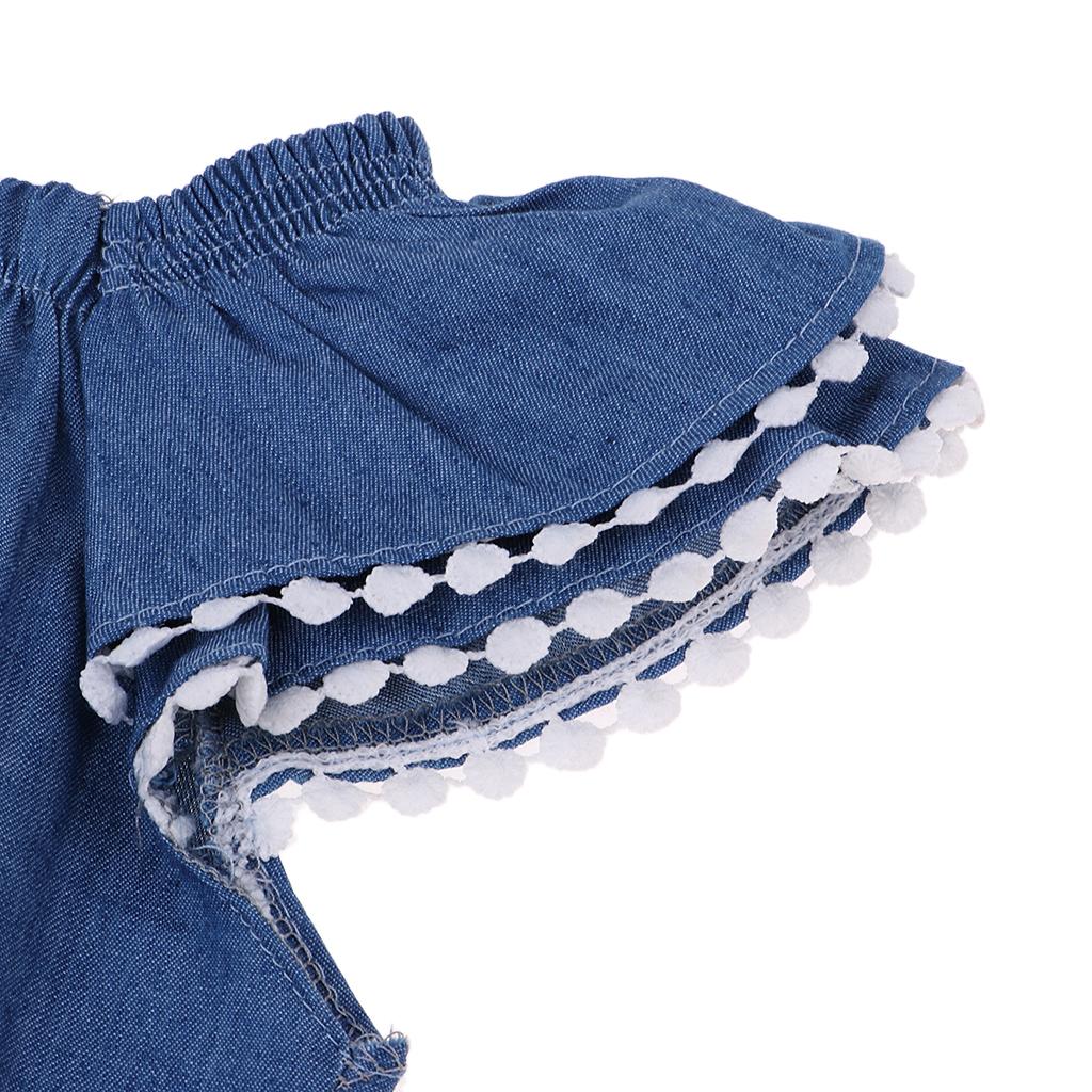 Denim Rompers Striped Headband For 22-23" Reborn Baby Girl Doll Clothes"