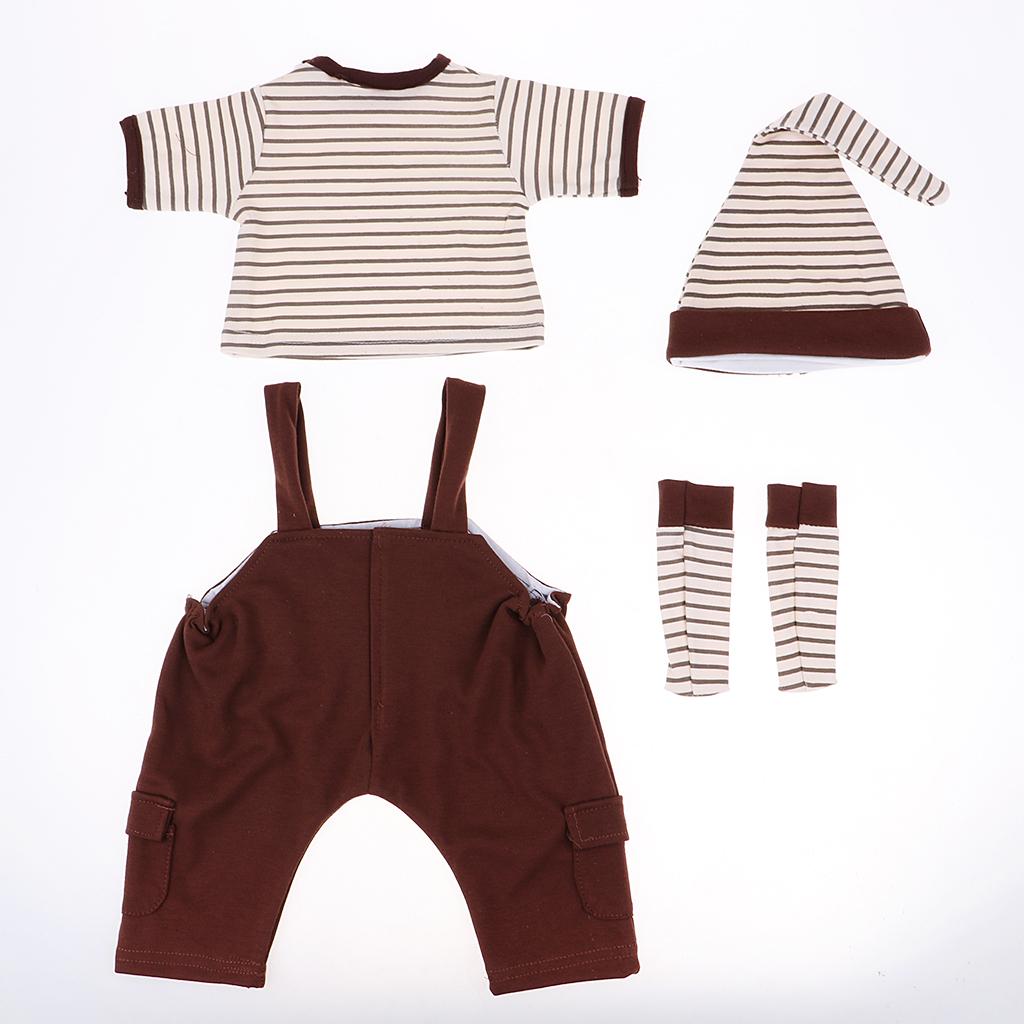 Cute Suspender Clothes Suit Brown for 22-23inch Reborn Doll Outfit Accessory