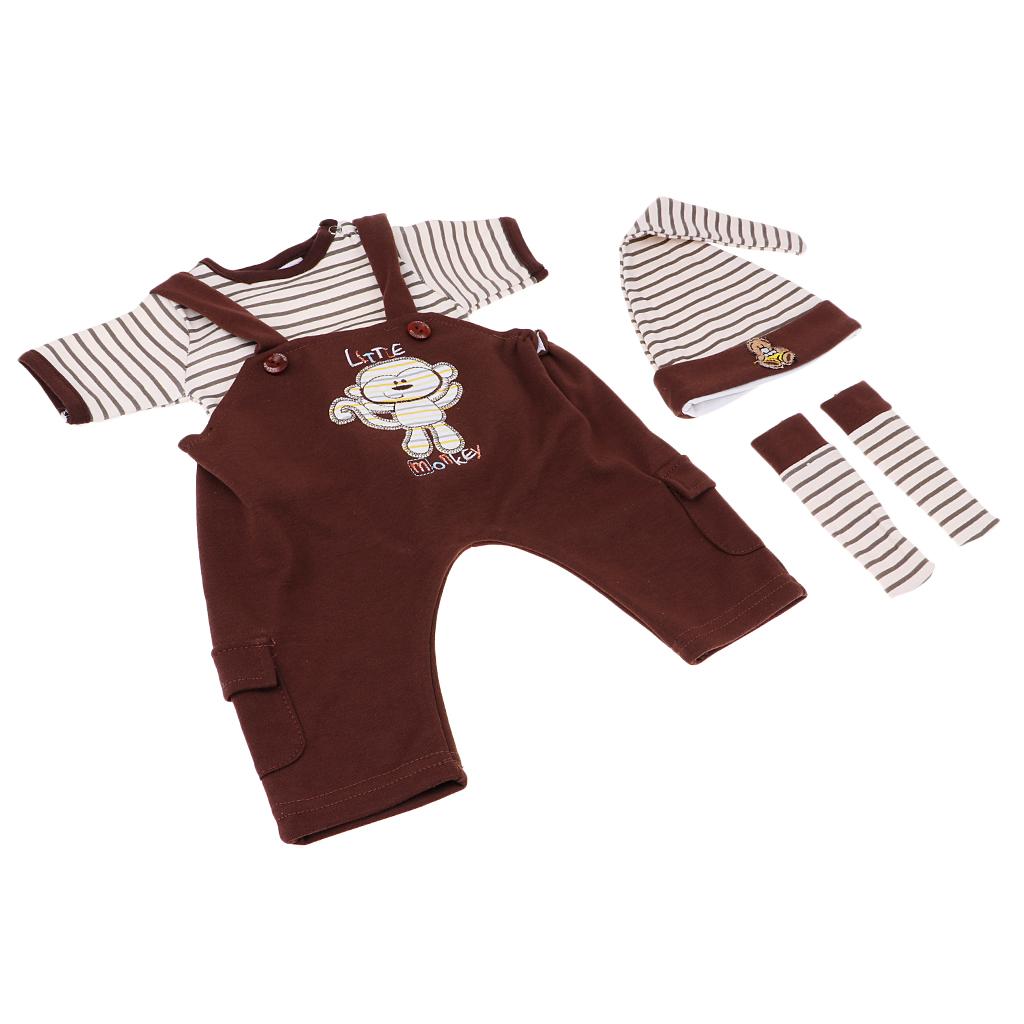 Cute Suspender Clothes Suit Brown for 22-23inch Reborn Doll Outfit Accessory