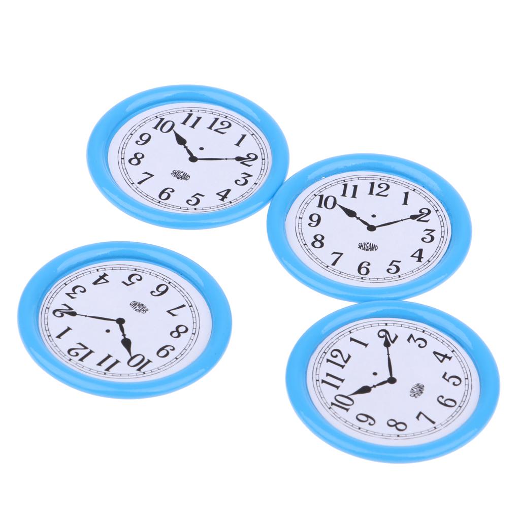 4pcs 1:12 Scale Dolls House Miniature Furniture Resin Clock Decoration