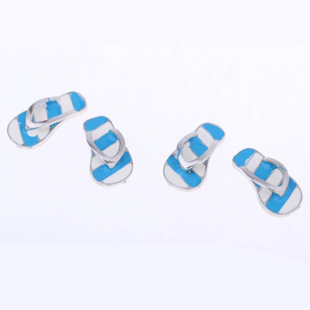 2 Pair 1:12 Dollhouse Miniature Metal Flip Flops for Dollhouse Accessories