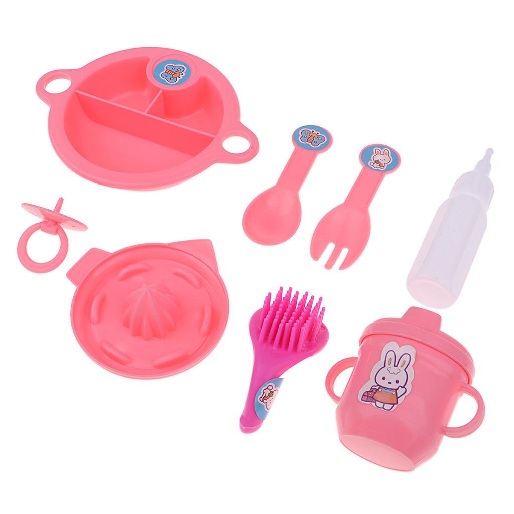8pcs Plastic Simulation Cutlery Set Tableware Model For Girl Doll Accessory