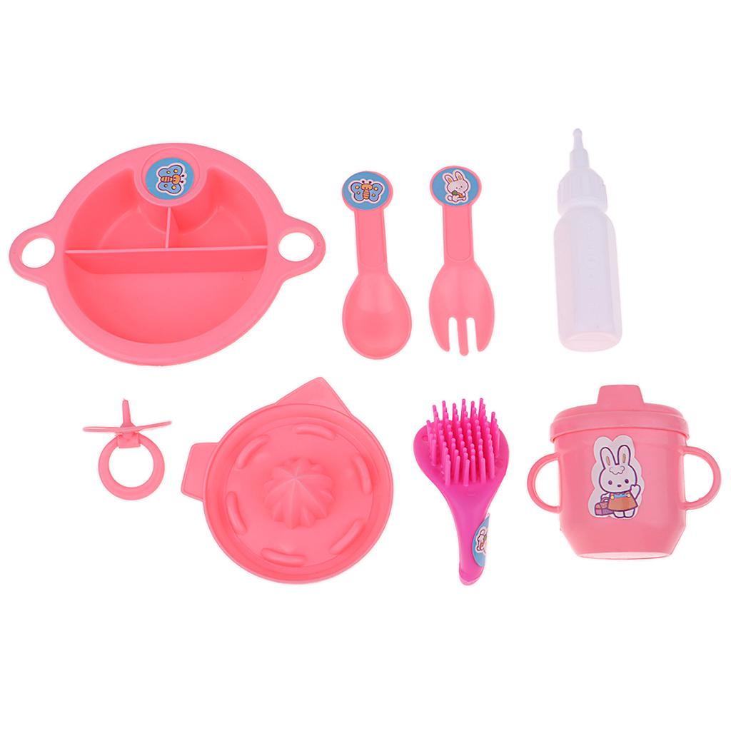 8pcs Plastic Simulation Cutlery Set Tableware Model For Girl Doll Accessory