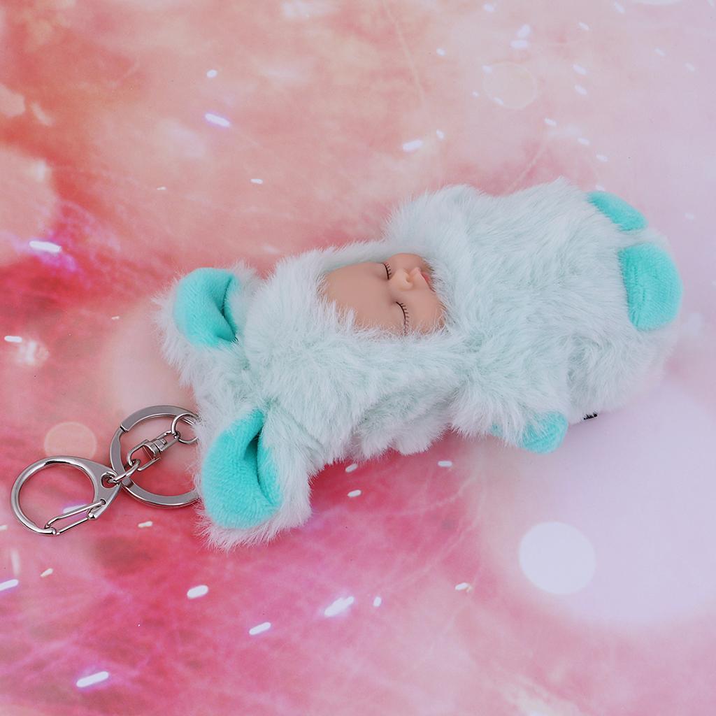 Cute Sleeping Baby Doll Key Chains Keyring Bags Car Charm Pendant Blue