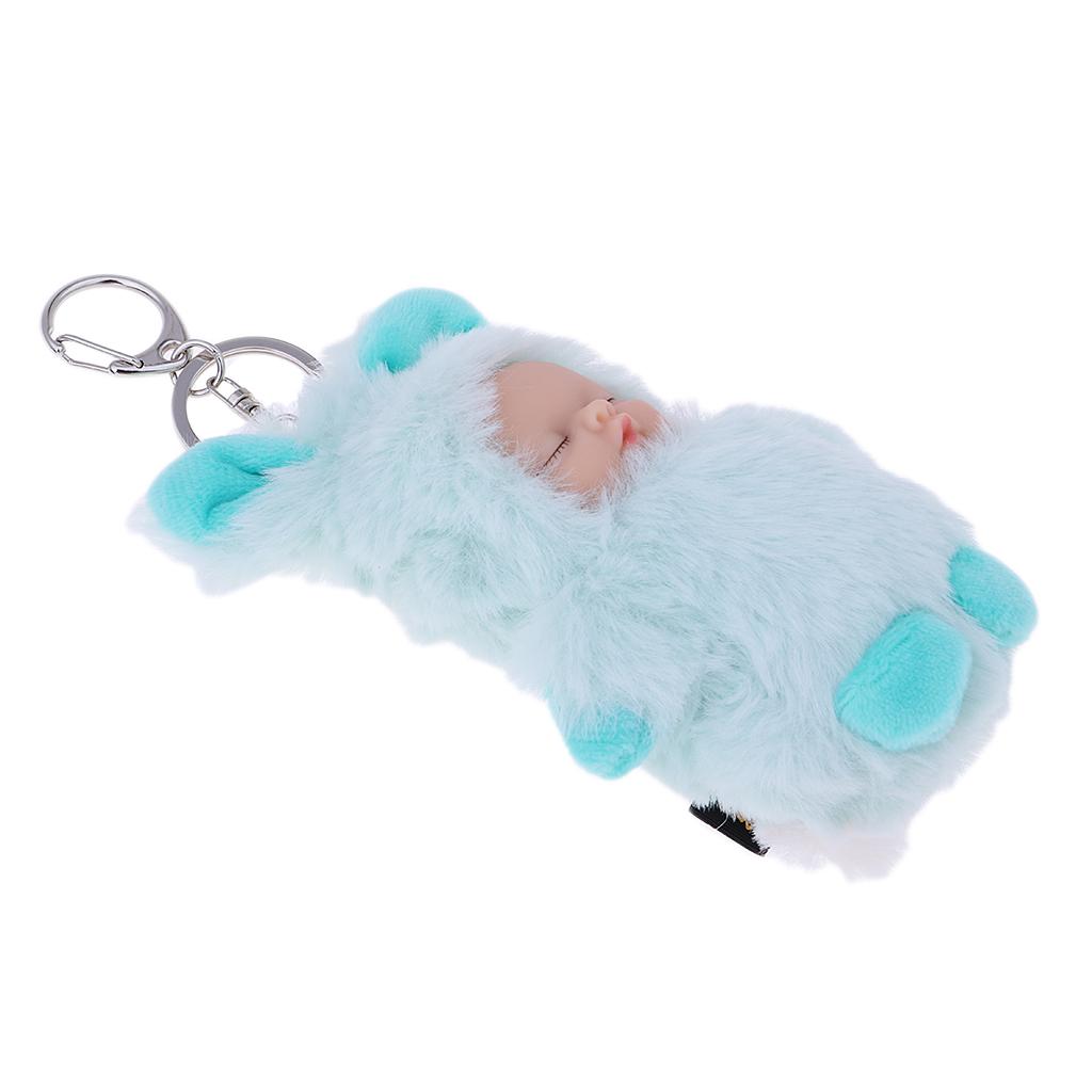 Cute Sleeping Baby Doll Key Chains Keyring Bags Car Charm Pendant Blue