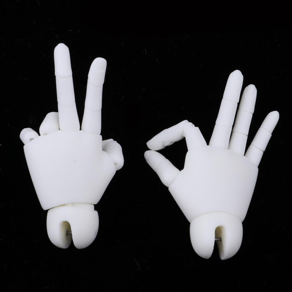 1/4 Resin Flexible 15 Jointed Hands for BJD Dolls Accessories White Skin