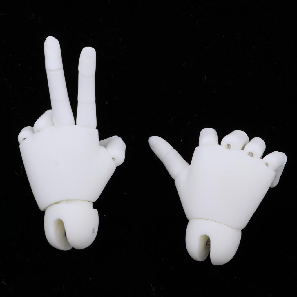 1/4 Resin Flexible 15 Jointed Hands for BJD Dolls Accessories White Skin