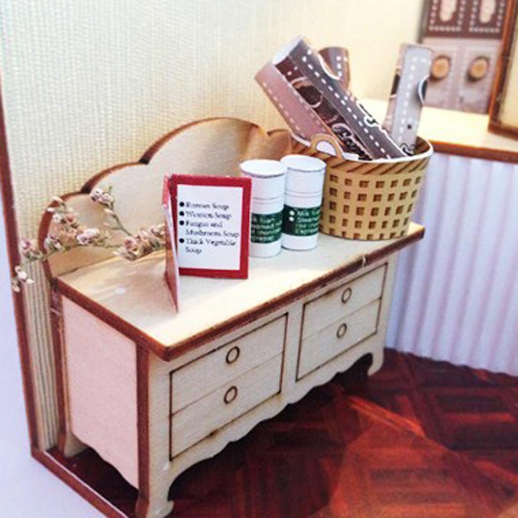 1/24 DIY Dollhouse Miniature Kit with Furniture, Light Coffee Shop Kids Gift