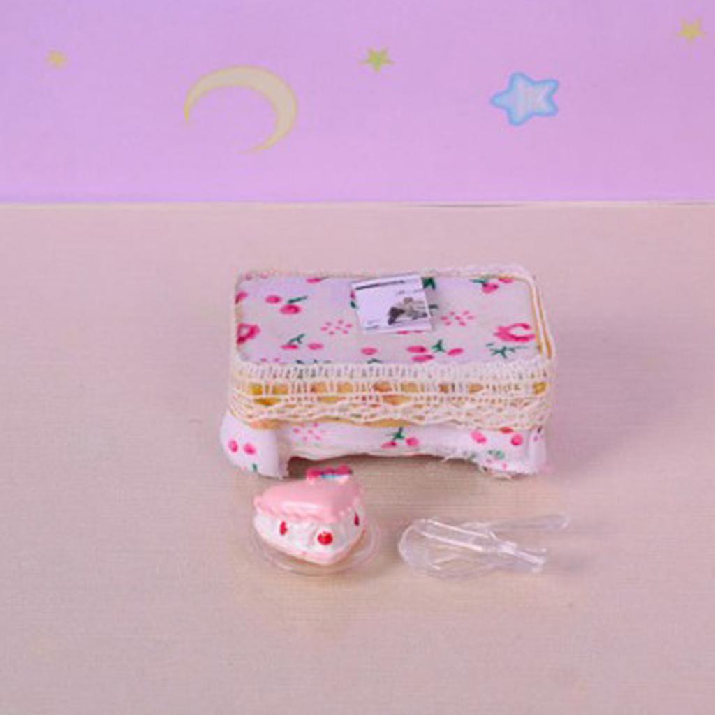 1:24 Miniature Sofa End Table Set Dollhouse Living Room Furniture Accs Pink