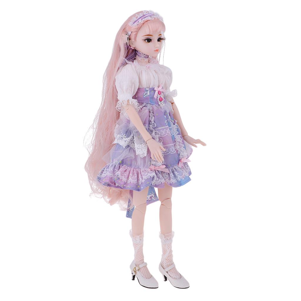 Delicate 26 Joints 1/4 BJD Doll Body Hands Clothes Shoes Set DIY Trisha