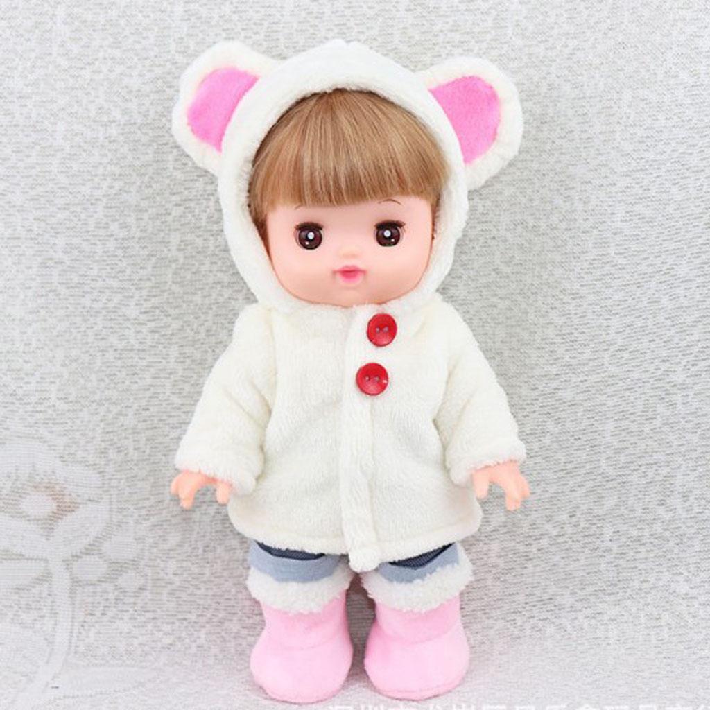 Cute White Plush Coat & Shorts for 25cm Mellchan Baby Doll Clothes Accessory