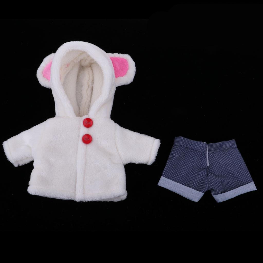 Cute White Plush Coat & Shorts for 25cm Mellchan Baby Doll Clothes Accessory