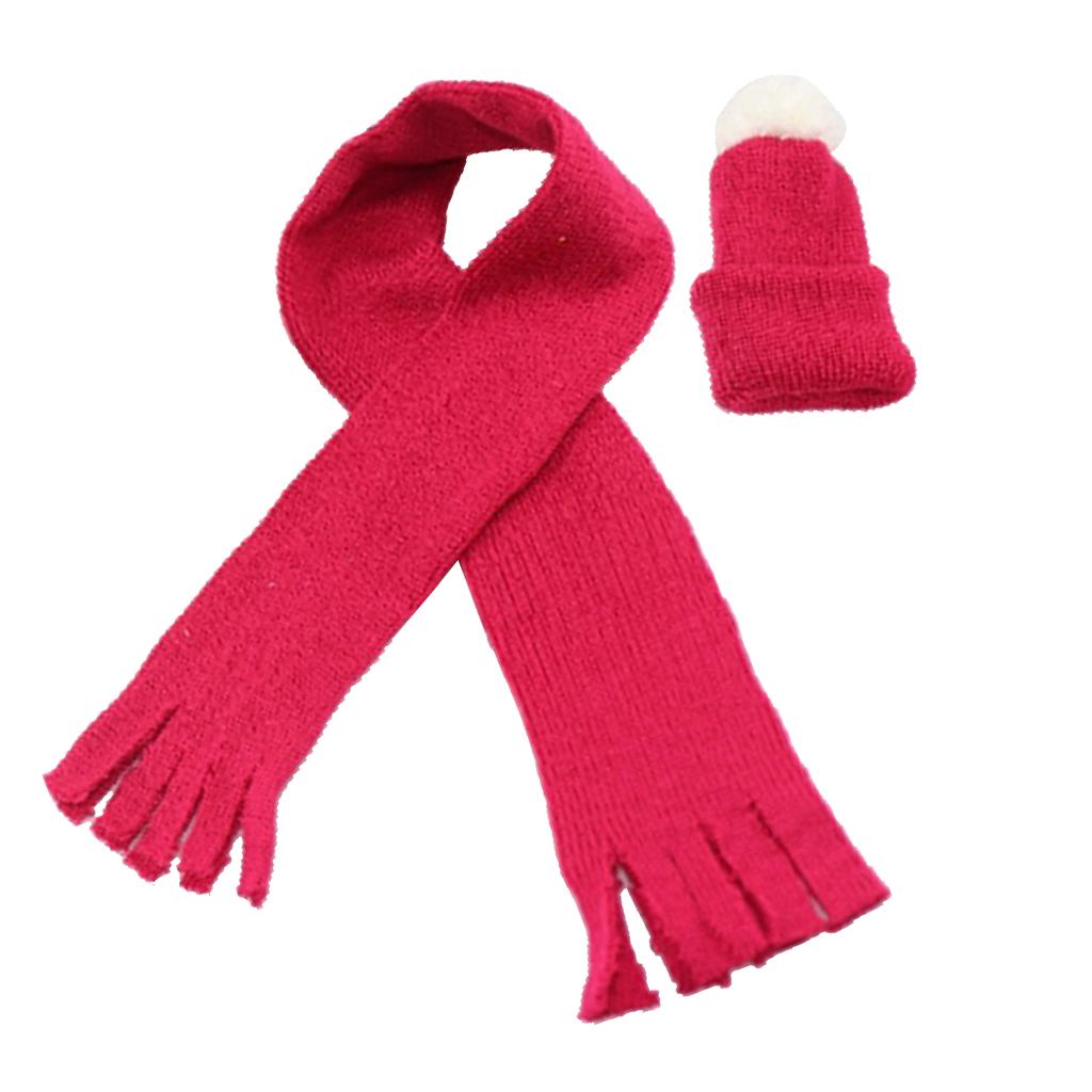 Red Knitted Scarf Hat Cap Suit Winter Outfit for 16'' Sharon Girl Dolls
