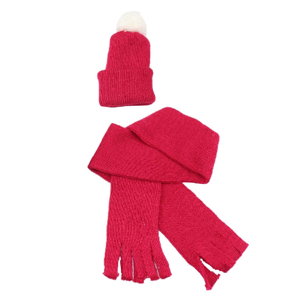 Red Knitted Scarf Hat Cap Suit Winter Outfit for 16'' Sharon Girl Dolls