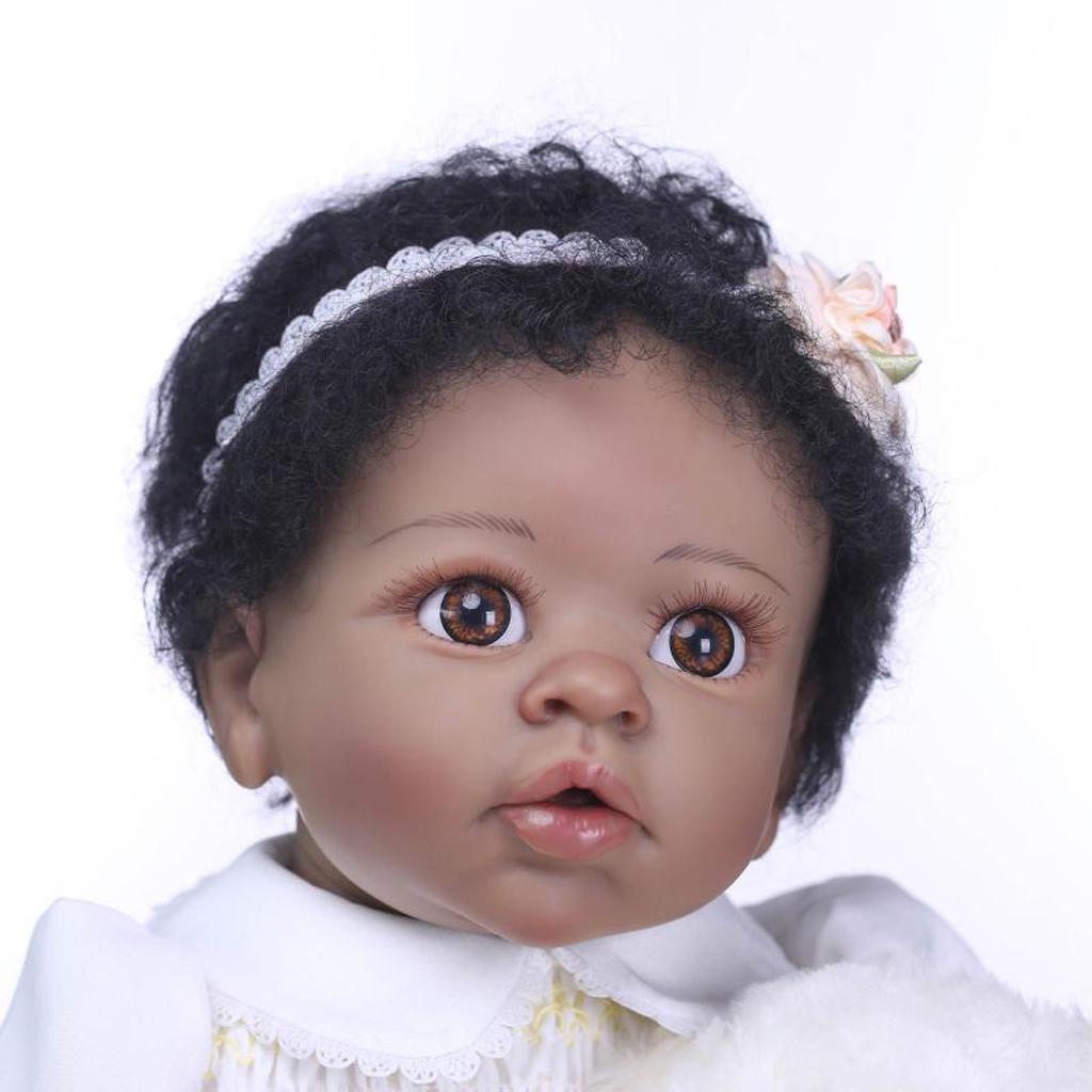 Lovely 22inch Reborn Doll Soft Silicone Newborn Baby Girl Doll Black Skin