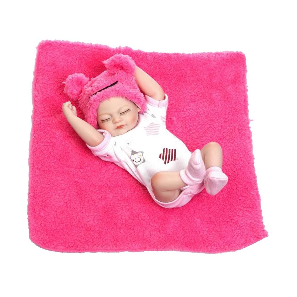 10 Inch 26cm Lifelike Vinyl Newborn Baby Doll Reborn Doll With Cushion