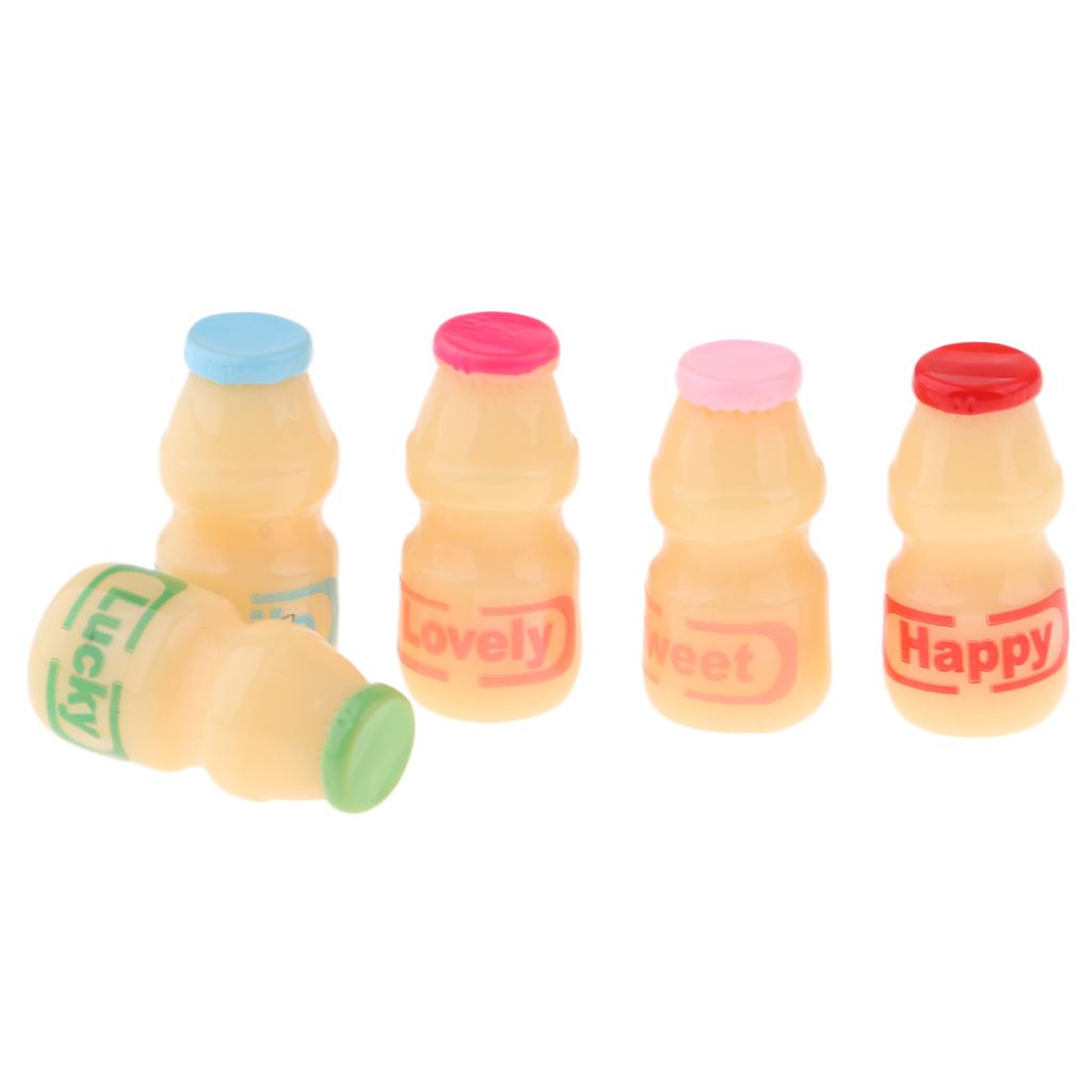 1/12 Dollhouse Miniature Soft Drink Yogurt Bottles Model Toy Decor 5 Pieces