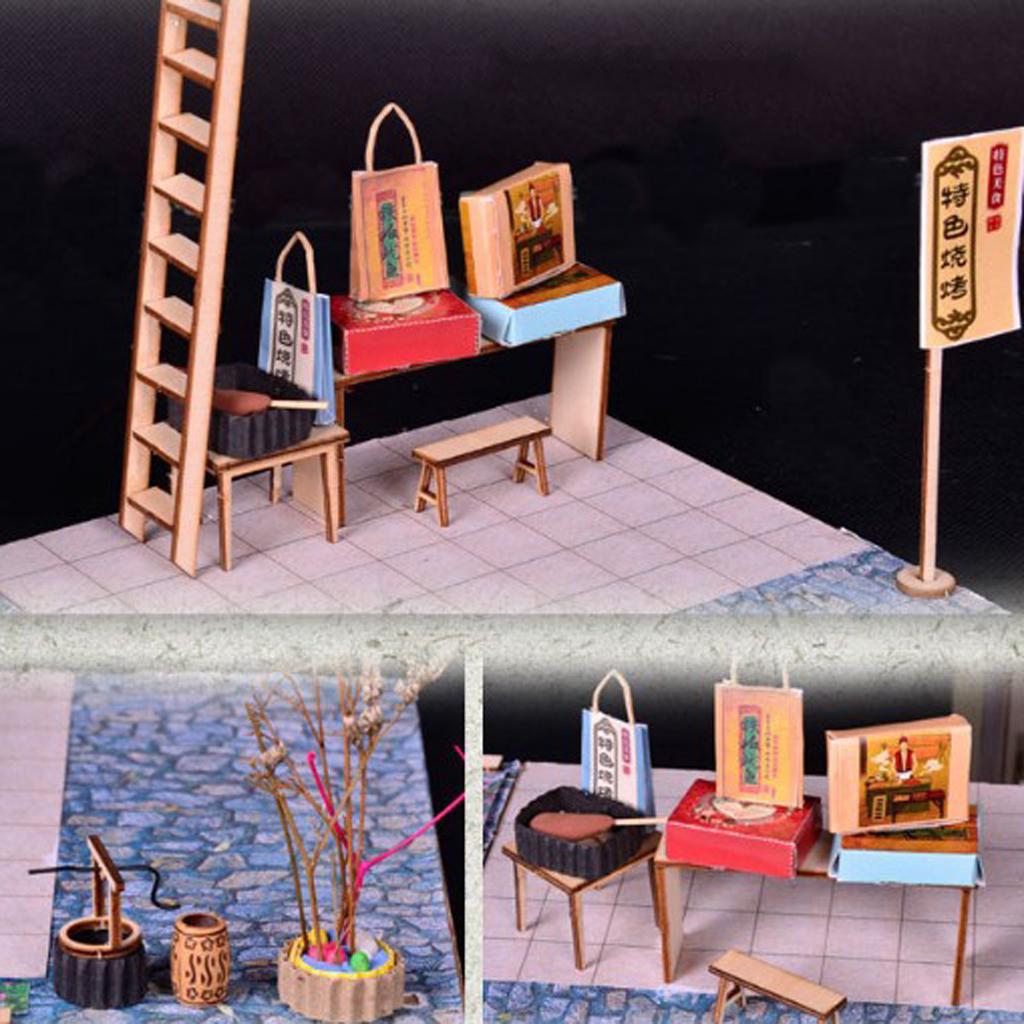 1/24 DIY Dollhouse Miniature Kit with Furniture, Light BBQ Restaurant Gift