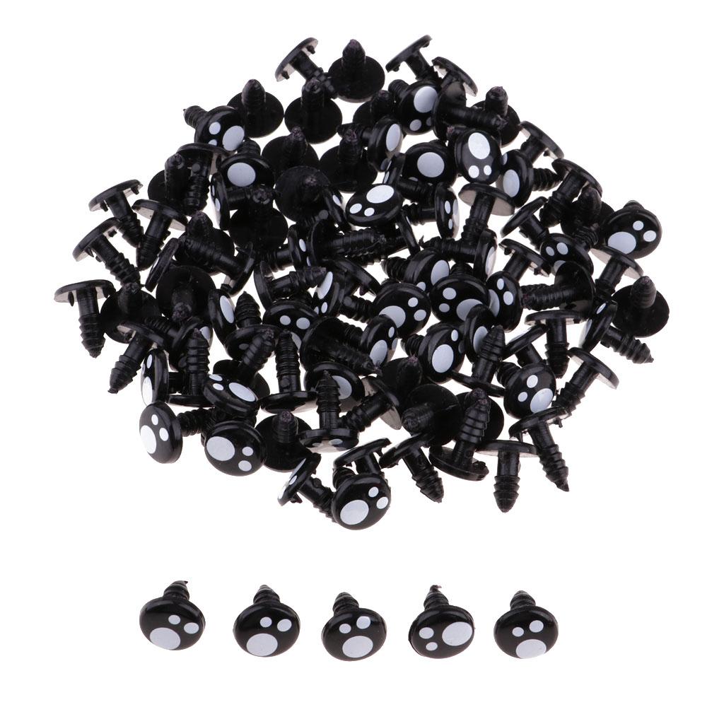 Black Plastic Safety Eyes For Teddy Bear Animal Puppet Craft 16MM (100Pcs)