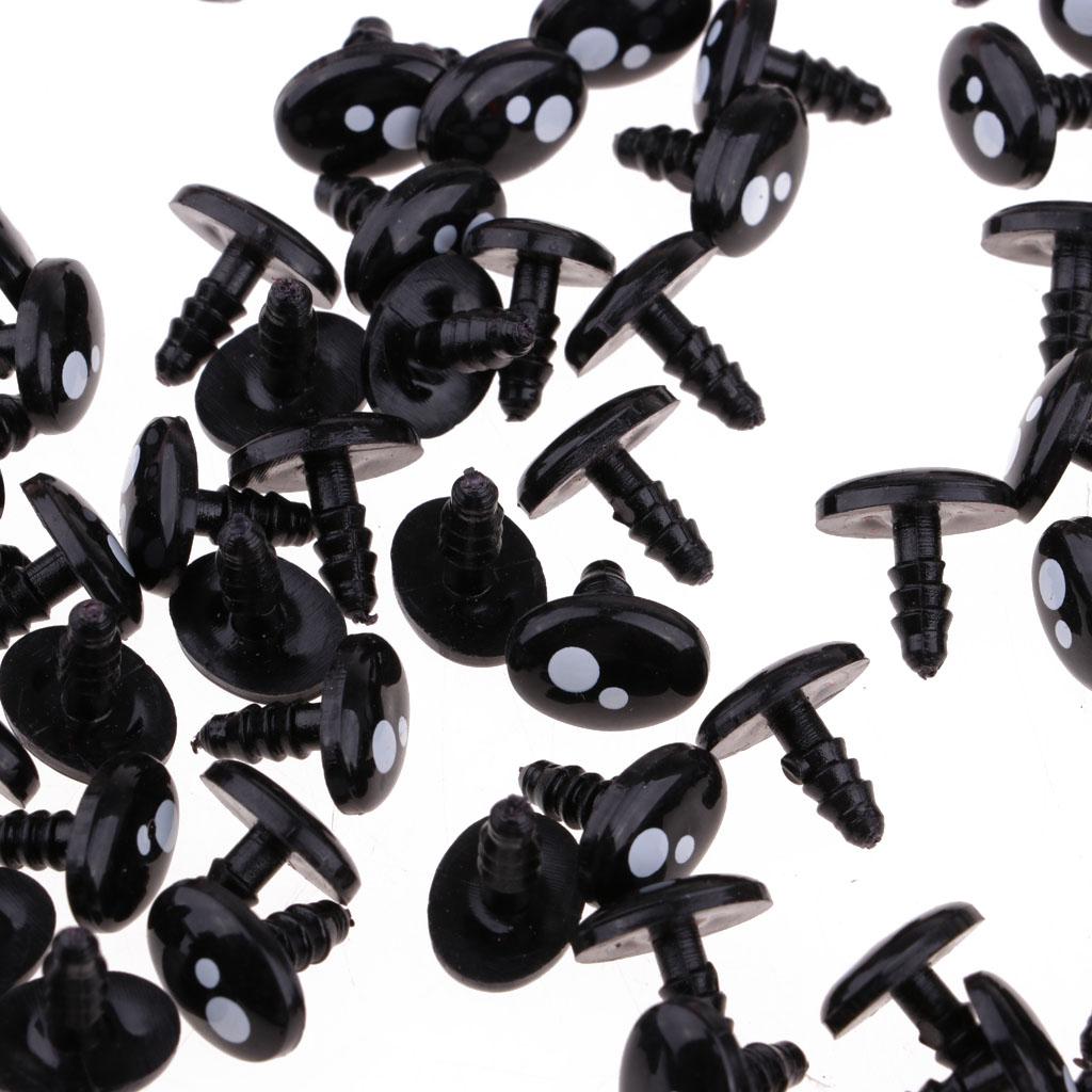 100pcs 8mm Plastic Safety Eyeballs Eyes DIY Craft Toys Accs Black & White