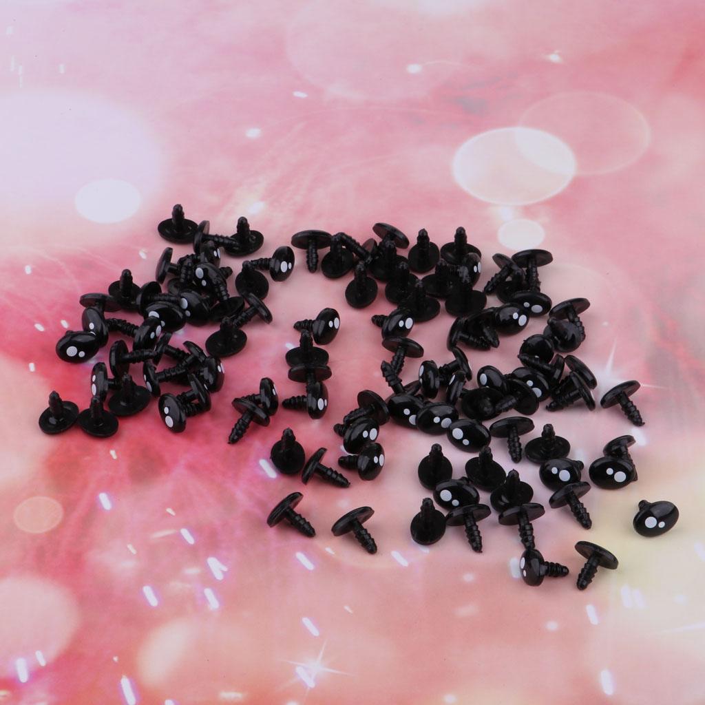 100pcs 8mm Plastic Safety Eyeballs Eyes DIY Craft Toys Accs Black & White