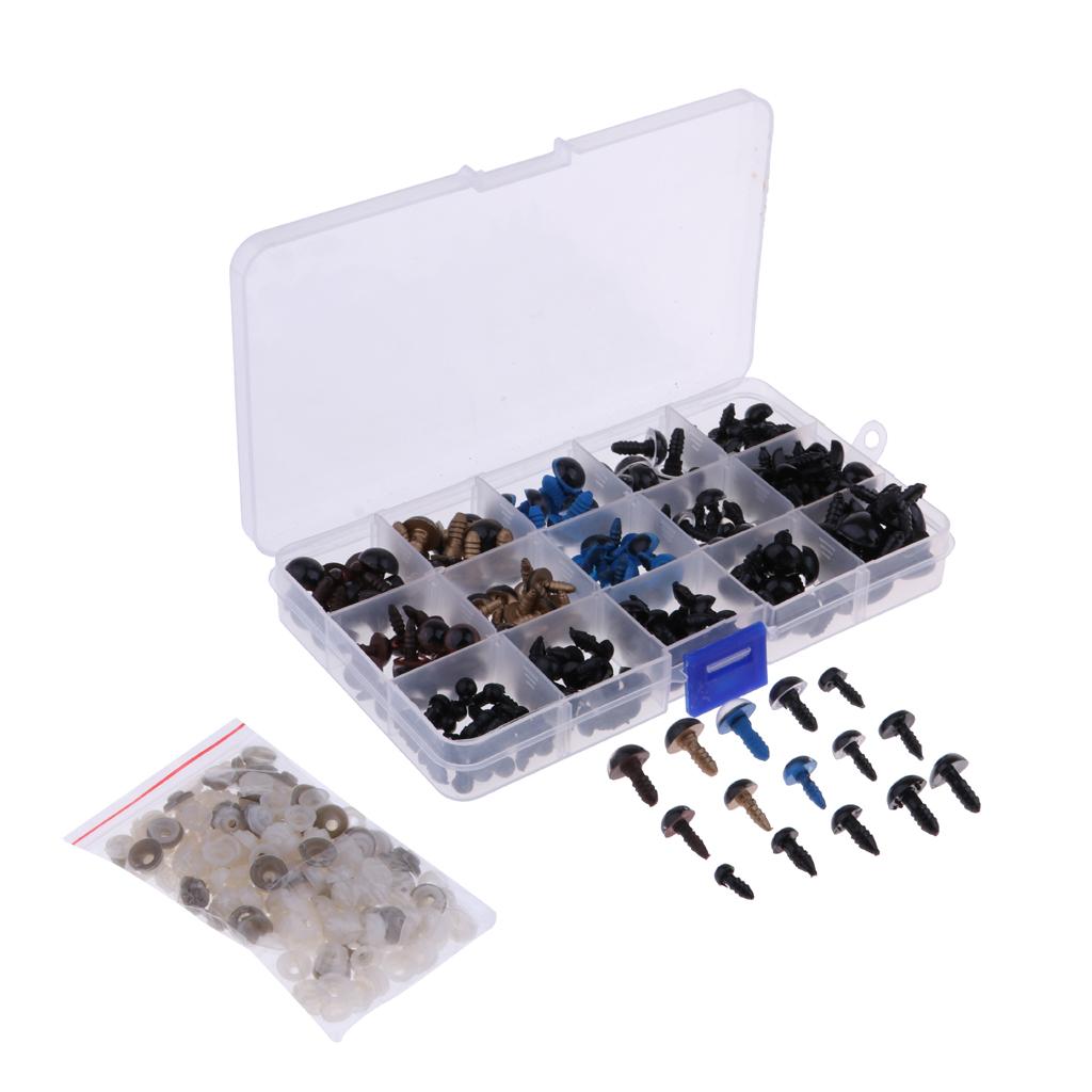 220 Pieces Plastic Safety Eyes For Teddy Bear Doll Puppet DIY Supplies