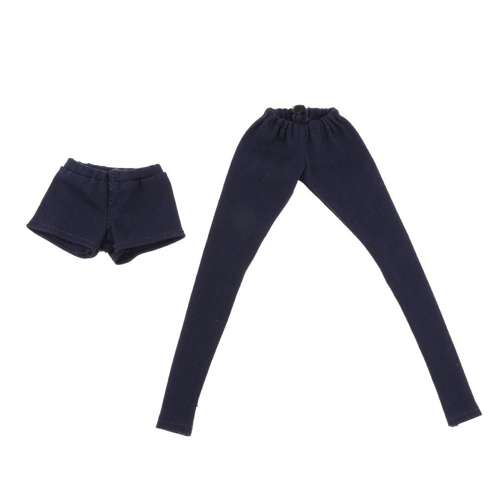 2pcs Fashion Long Trouser Short Pants Suit for 1/6 BJD Girl Dolls Dark Blue