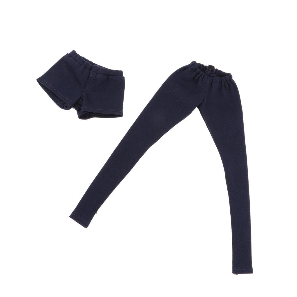2pcs Fashion Long Trouser Short Pants Suit for 1/6 BJD Girl Dolls Dark Blue