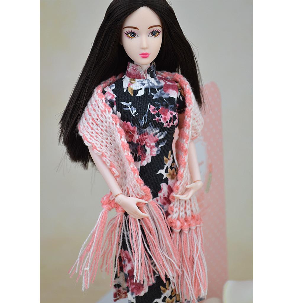 1/6 Cute Knitted Scarf Winter Outfit for 30cm Doll Clothes Accessories Pink