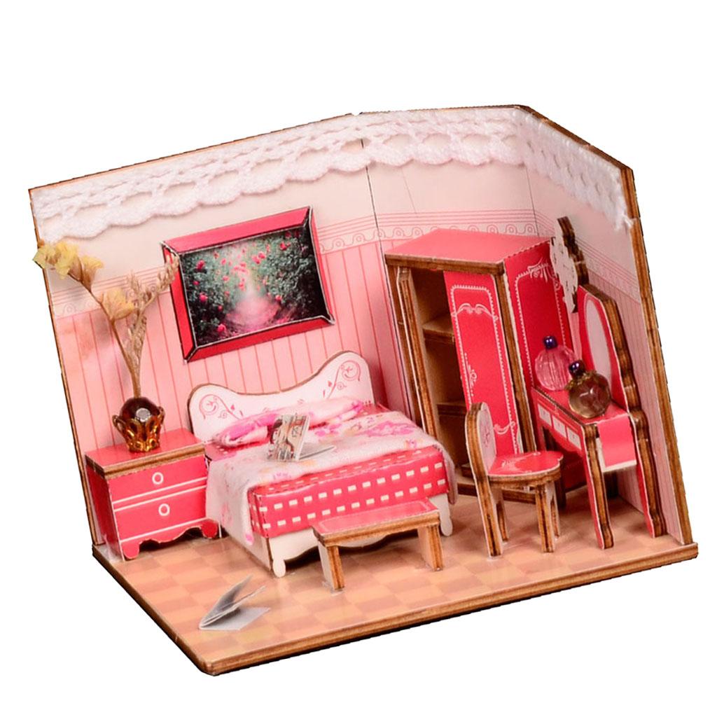 1/24 DIY Dollhouse Miniature Kit w/ Furniture - Pink Sweet Princess Bedroom