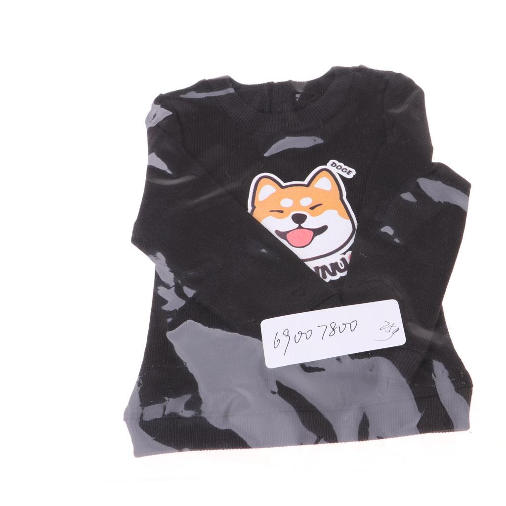 Adorable Cartoon Dog Pattern Pullover Top T-shirt For 1/4 MSD BJD Doll Black