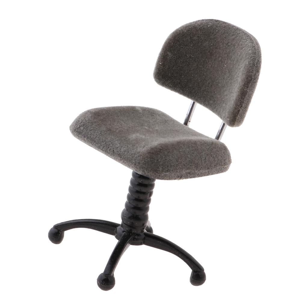 1/12 Dollhouse Miniature Furniture Revolving Chair Desk Chair Model Gray
