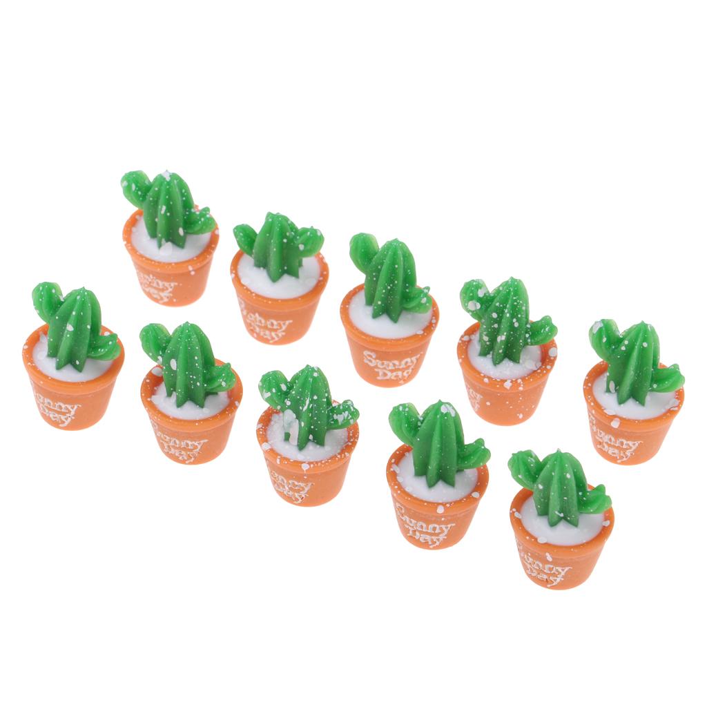 10pcs 1/6 Dollhouse Mini Cactus DIY Fairy Garden Decoration Crafts Green
